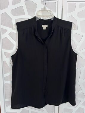 J. Crew Black Sleeveless Button-Front Shirt